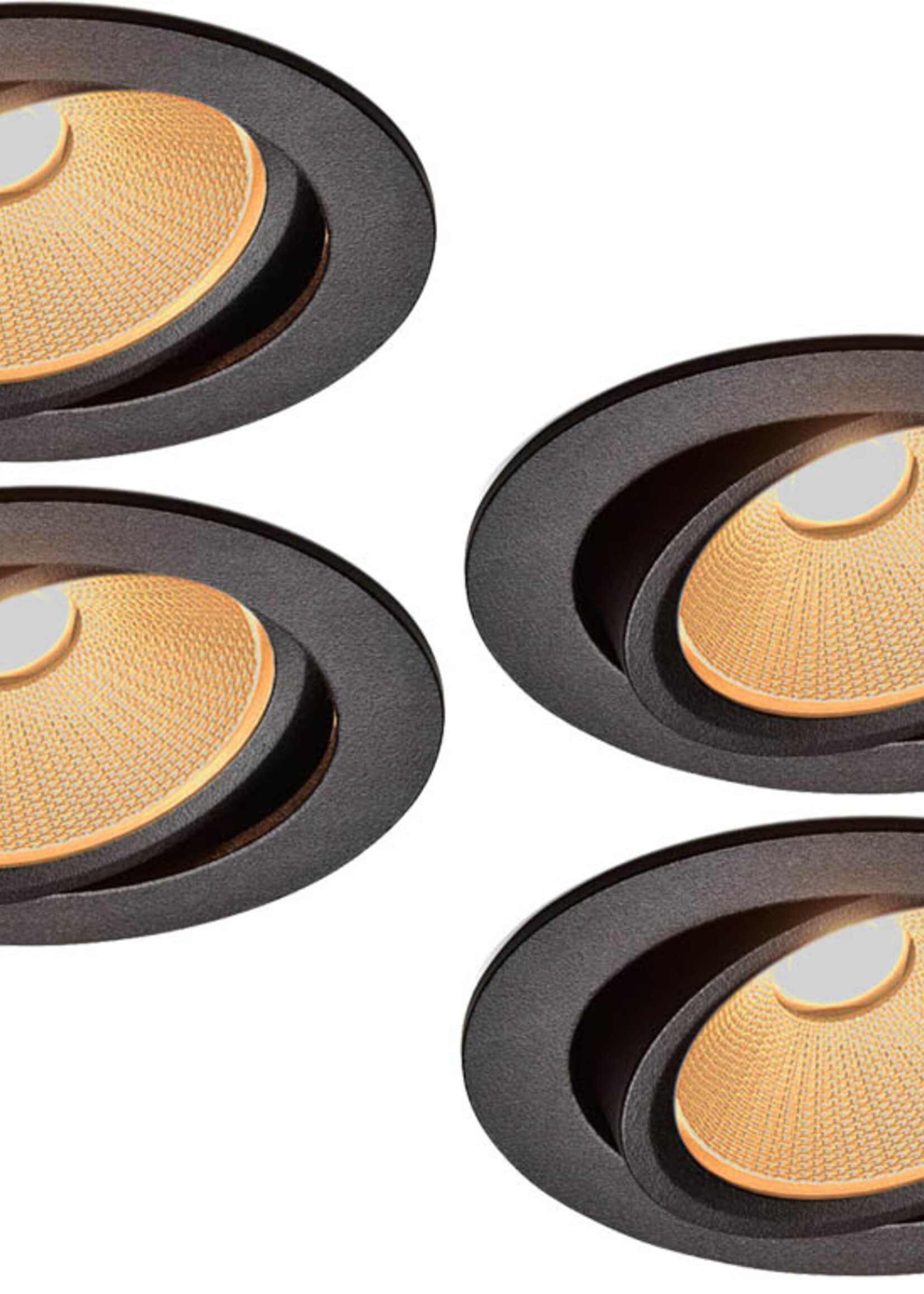 Set van 4 Zwarte Inbouw Ledspot Oslo, 6 Watt, Dim to Warm Wit IP44
