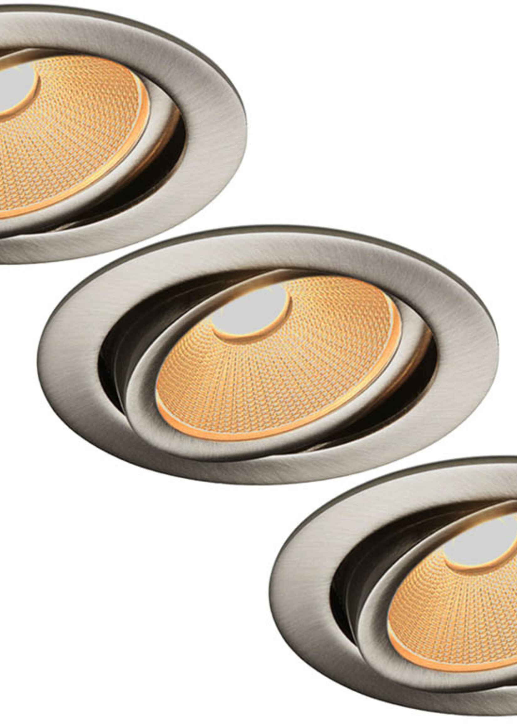 Set van 3 Rvs Inbouw Ledspot Oslo, 6 Watt, Dim to Warm Wit IP44