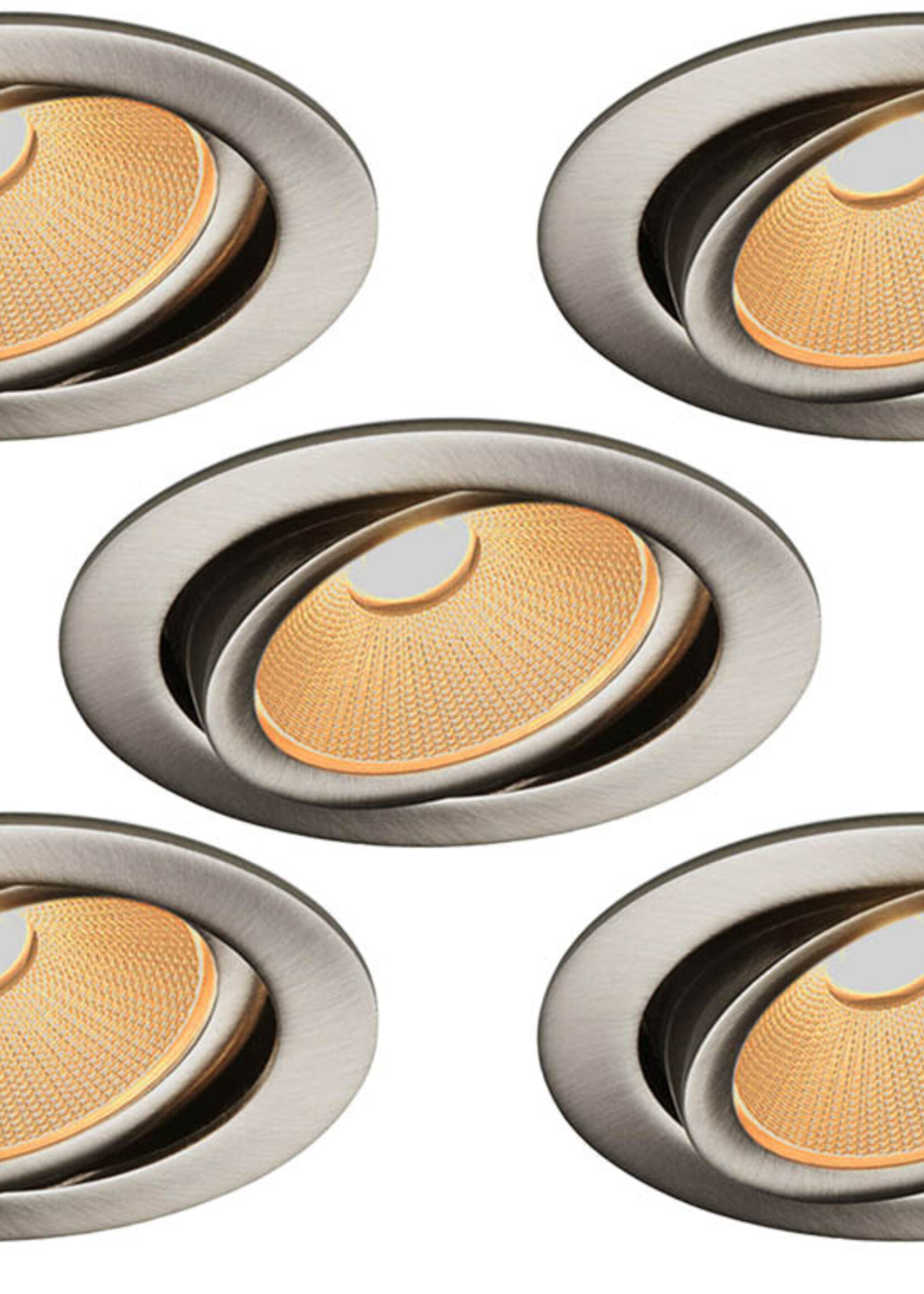 Set van 5 Rvs Inbouw Ledspot Oslo, 6 Watt, Dim to Warm Wit IP44