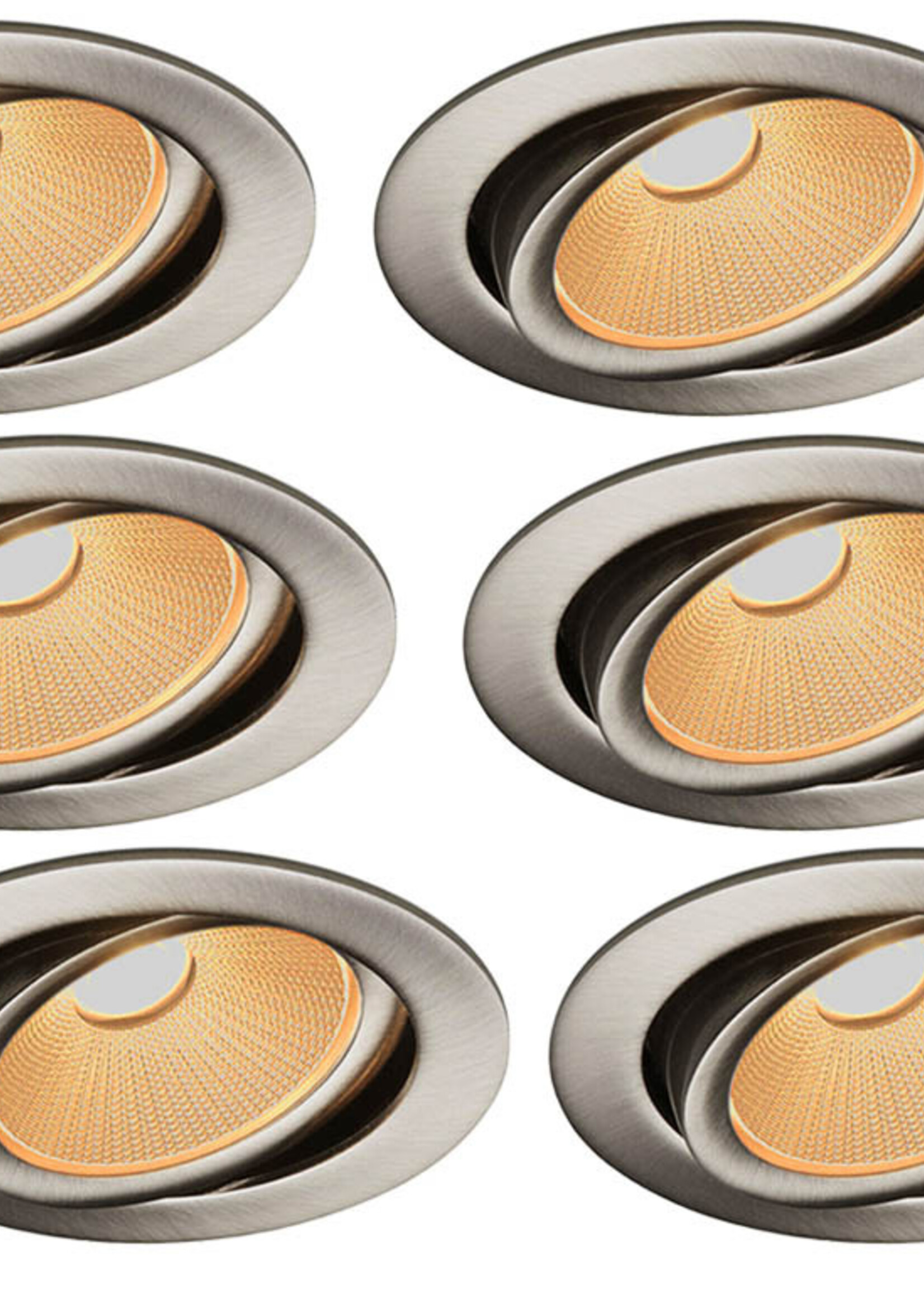 Set van 6 Rvs Inbouw Ledspot Oslo, 6 Watt, Dim to Warm Wit IP44