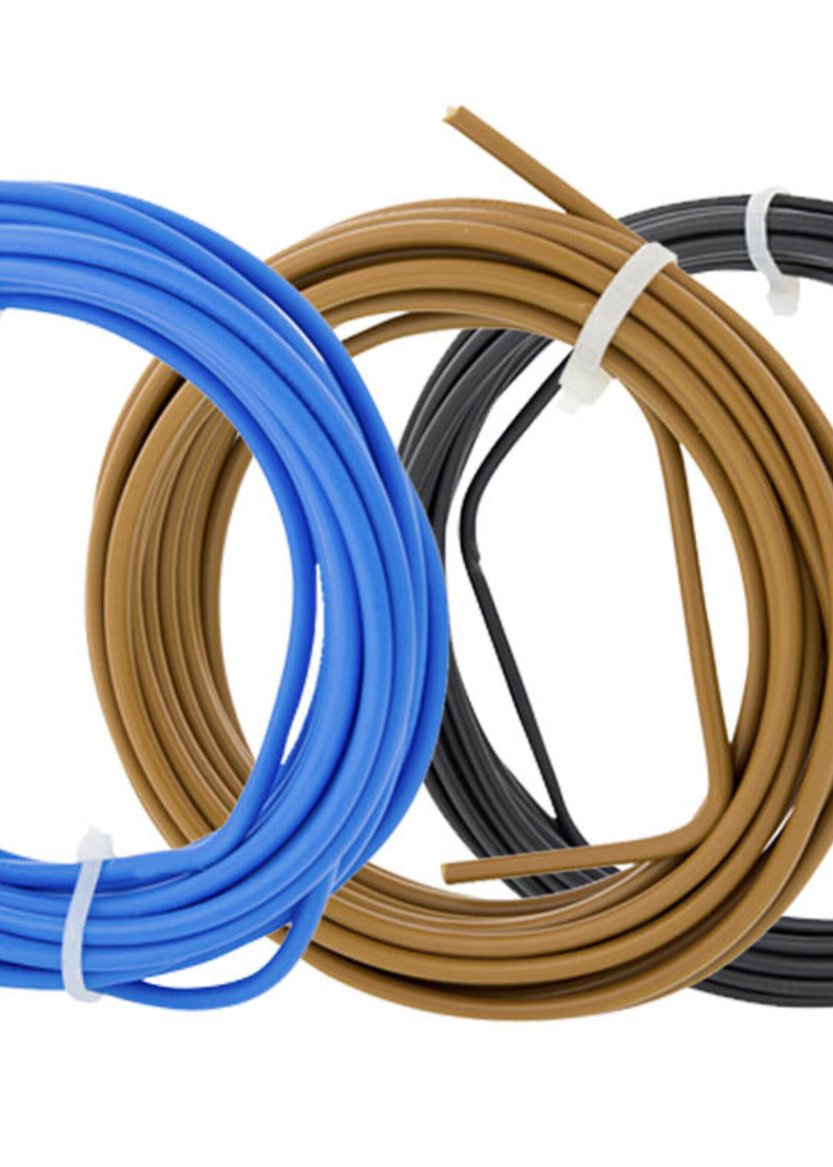 Installatiedraad  5 meter, set: blauw  - bruin -  zwart
