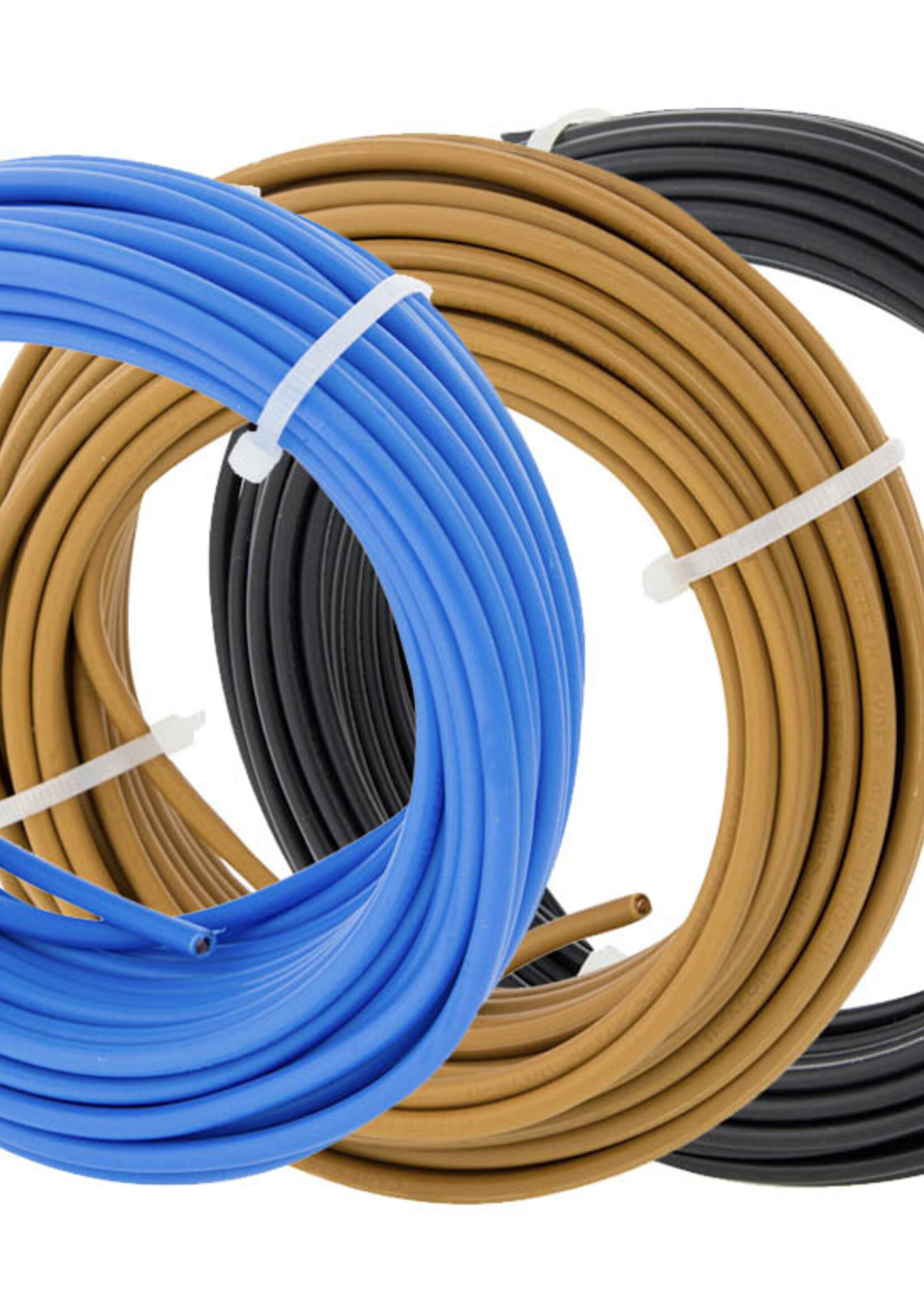 Installatiedraad  10 meter, set: blauw - bruin -  zwart