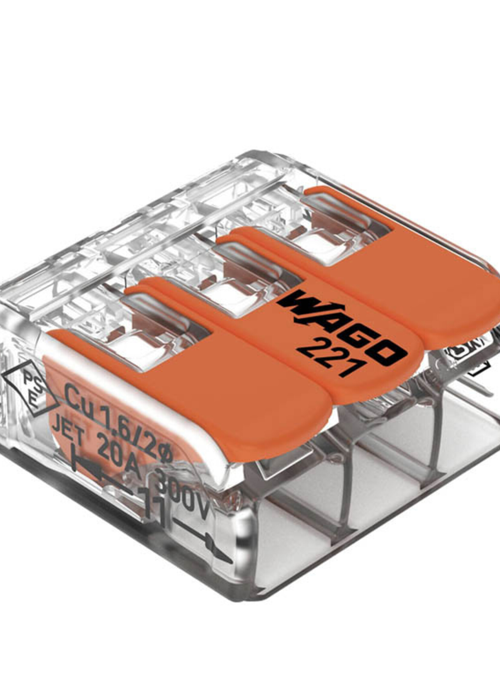 Wago Wago lasklem 3-polig - 4 mm - transparant-oranje, 12 stuks
