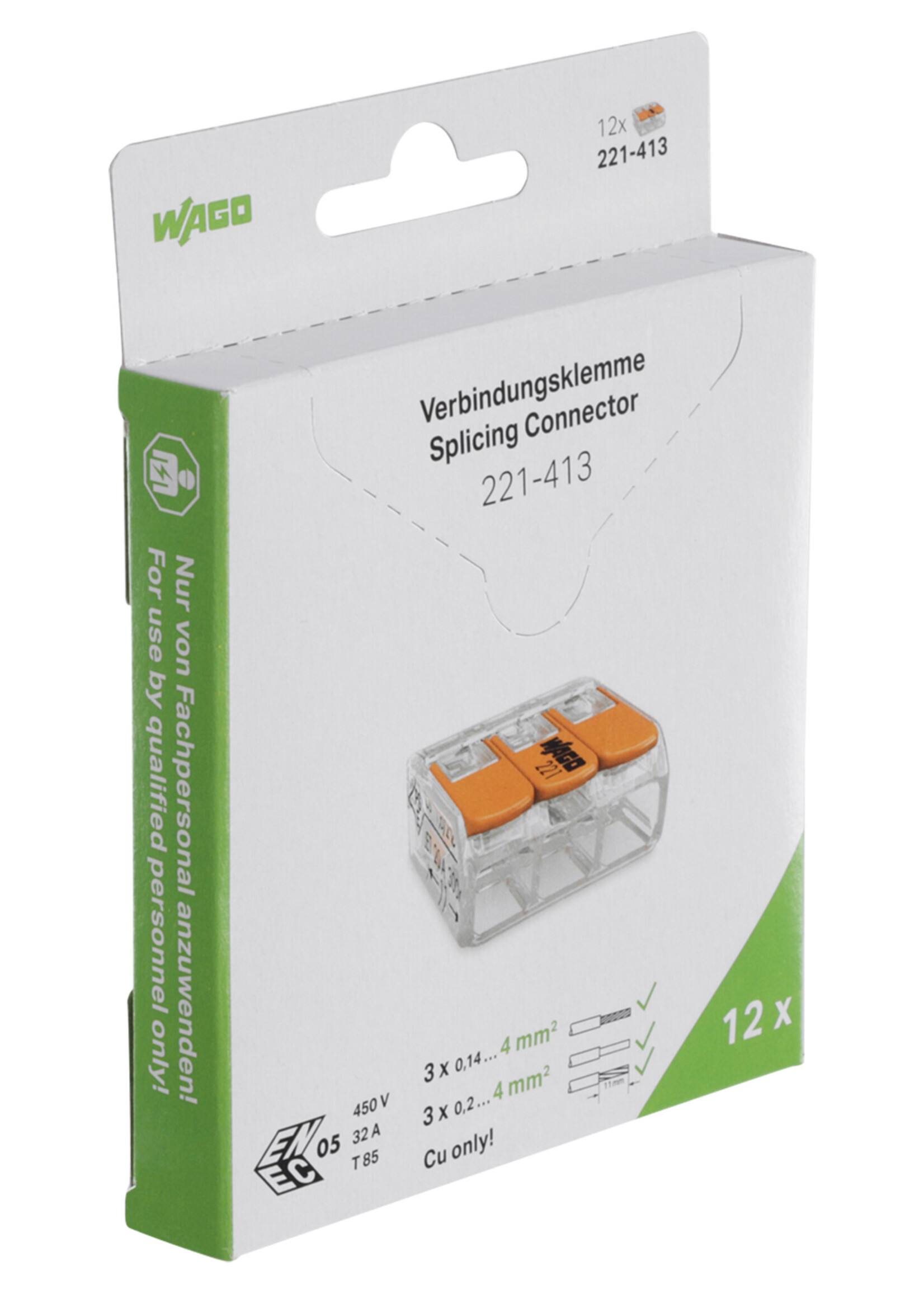 Wago Wago lasklem 3-polig - 4 mm - transparant-oranje, 12 stuks