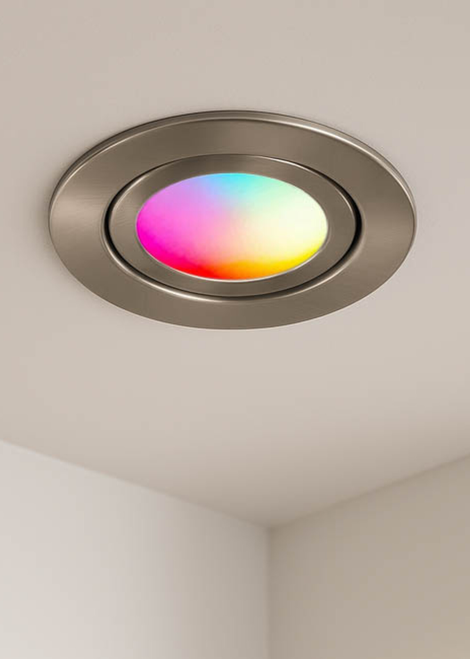 Smart Inbouw Ledspot Bali RVS, RGB en warm Wit.