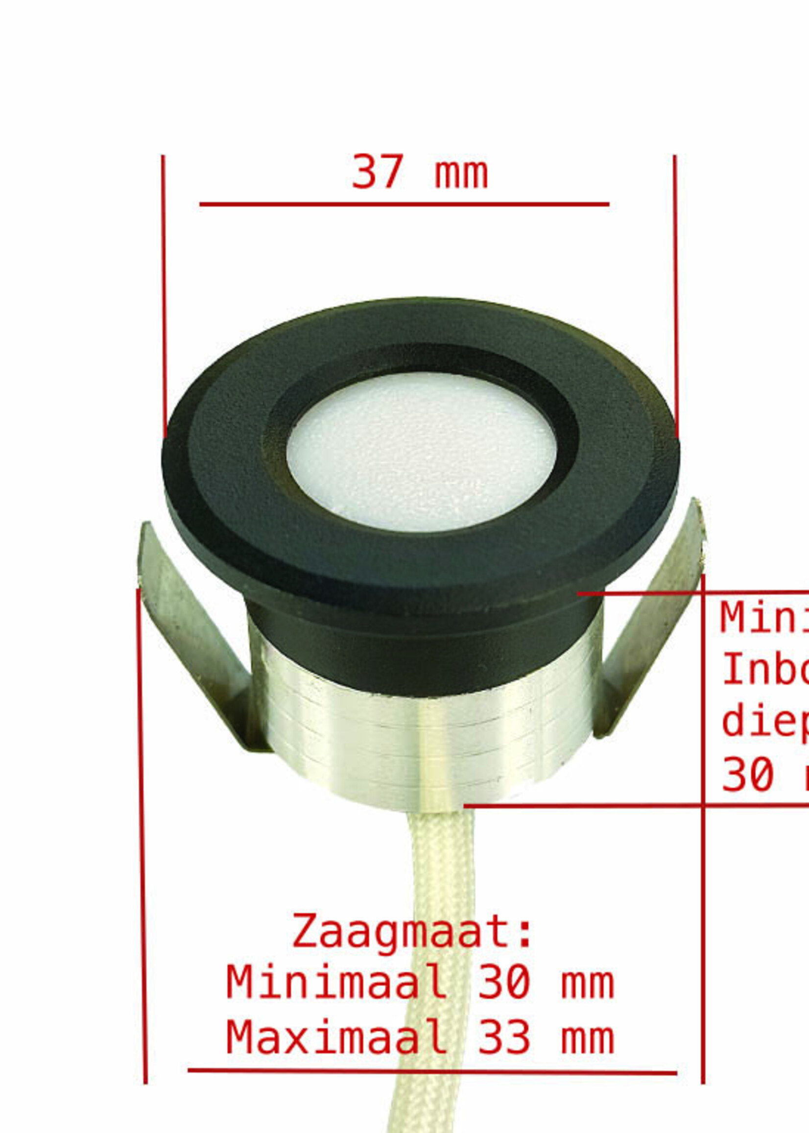 Microlux inbouwspots 2 Watt Zwart