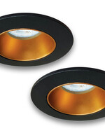 Set van 2 Zwart met goudkleur Inbouw Ledspot Aruba, 5 Watt