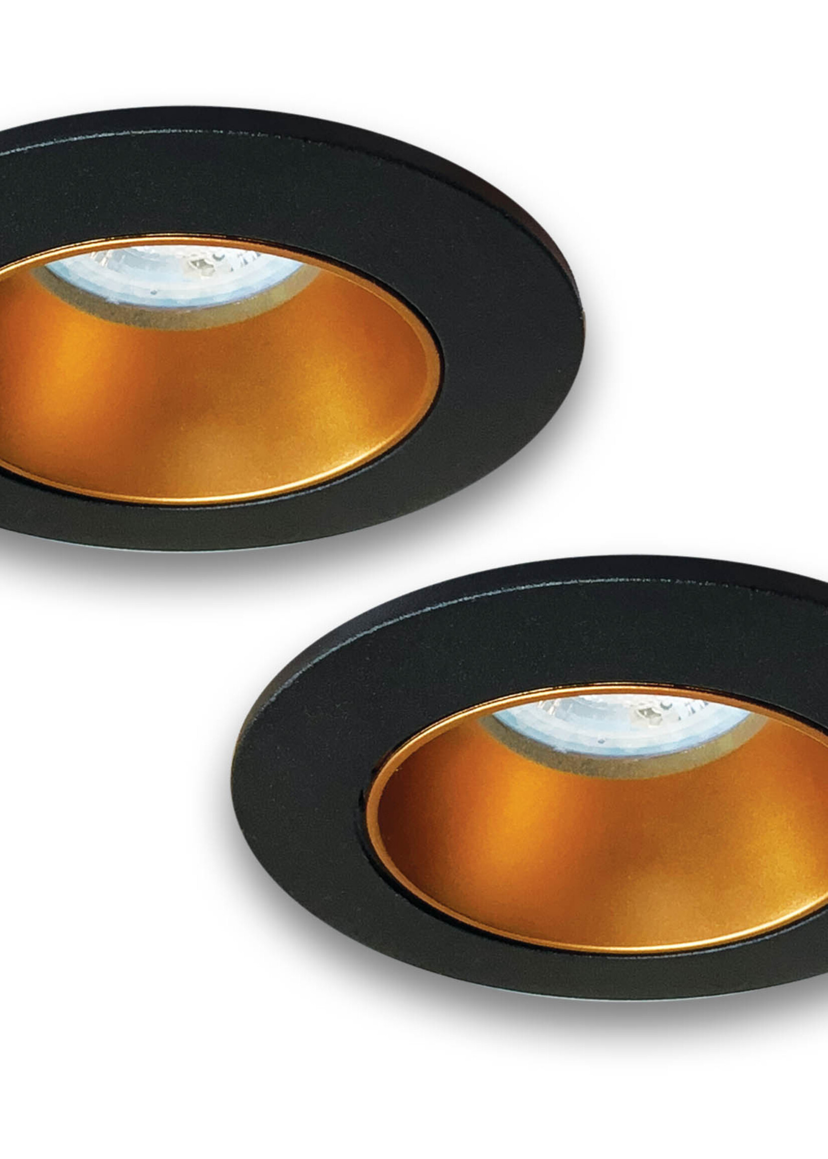 Set van 2 Zwart met goudkleur Inbouw Ledspot Aruba, 5 Watt