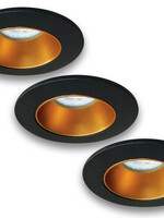 Set van 3 Zwart met goudkleur Inbouw Ledspot Aruba, 5 Watt