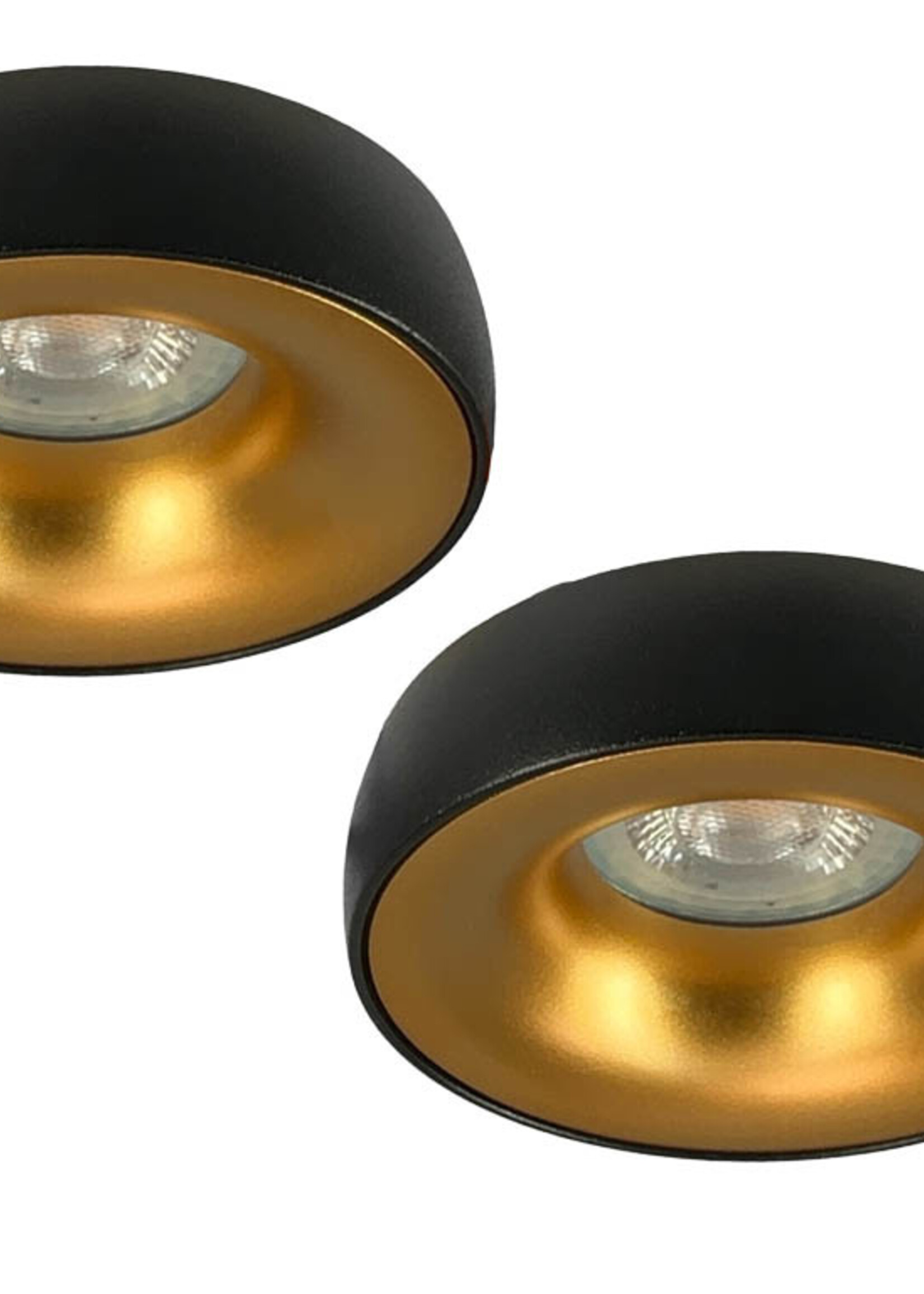 Set van 2 zwart met goudkleur Inbouw Ledspot Samos, 5 Watt
