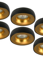 Set van 6 zwart met goudkleur Inbouw Ledspot Samos, 5 Watt