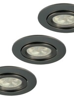 Set van 3 Inbouw Inbouw Ledspot Dublin, Gun Metal, 6 Watt, IP44