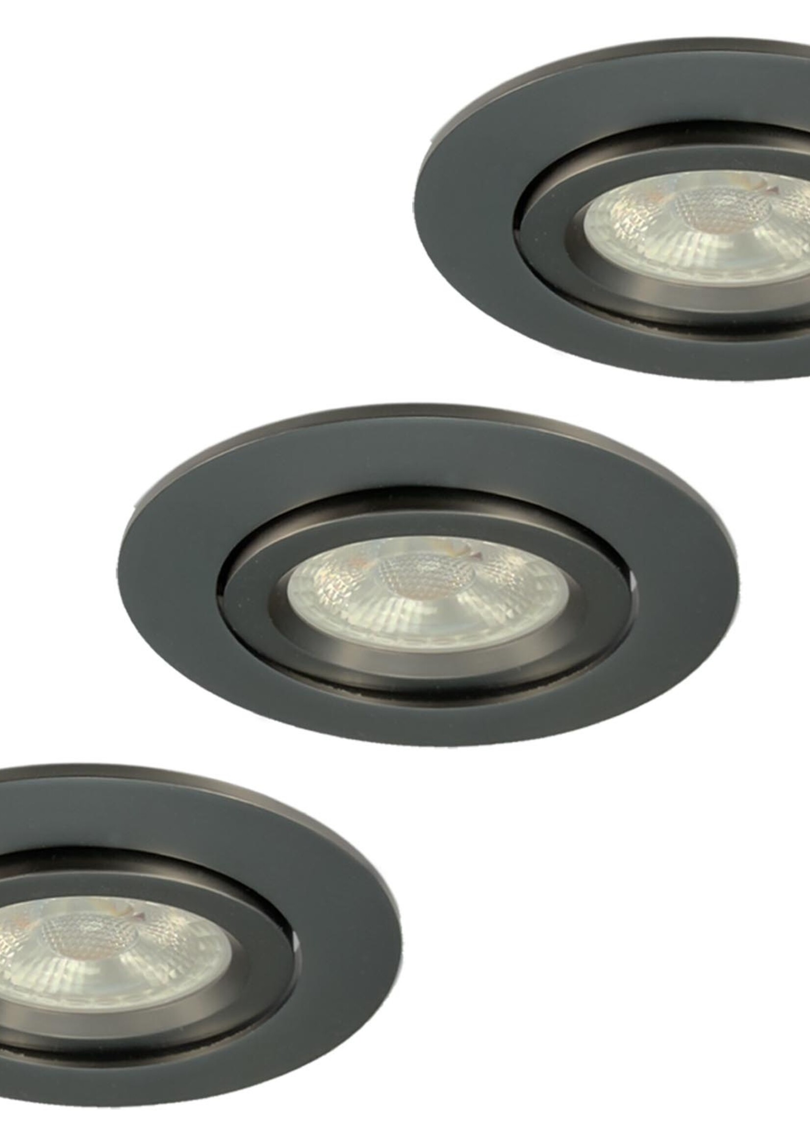 Set van 3 Inbouw Inbouw Ledspot Dublin, Gun Metal, 6 Watt, IP44