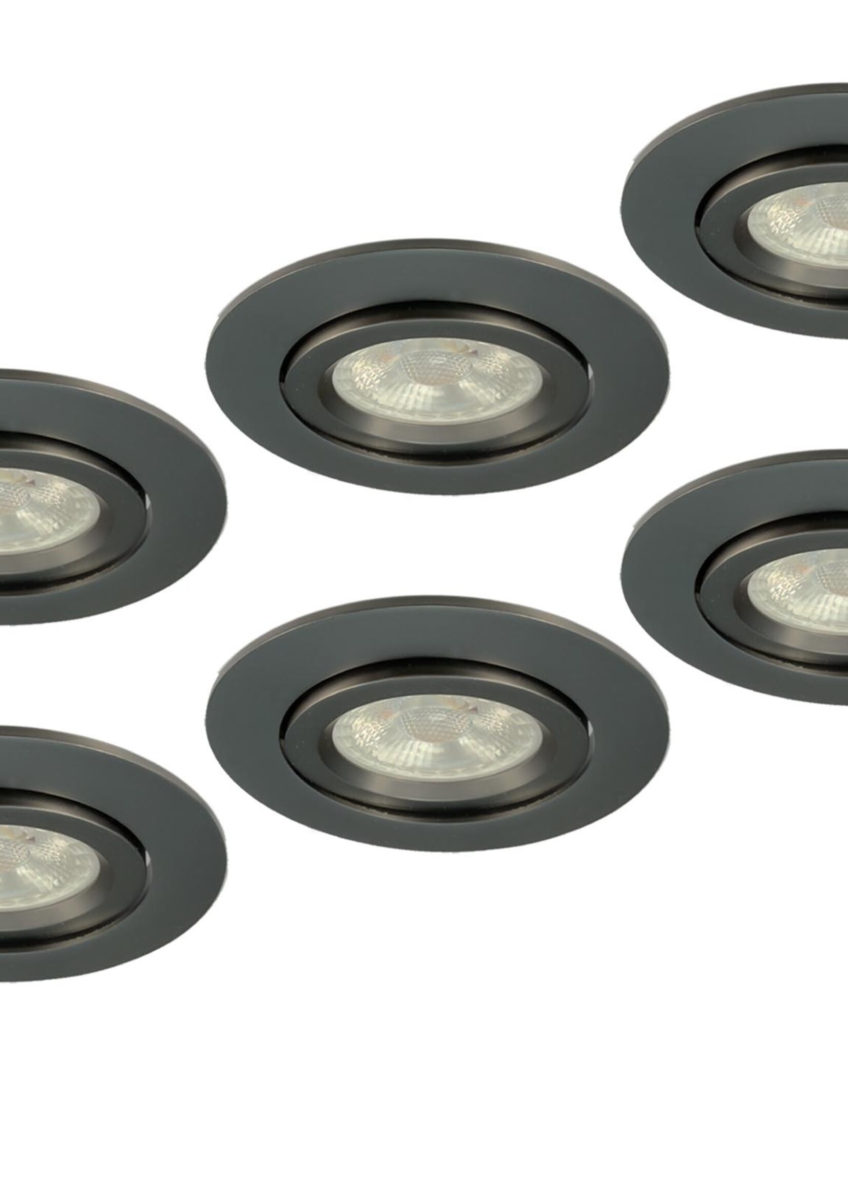 Set van 6 Inbouw Inbouw Ledspot Dublin, Gun Metal, 6 Watt, IP44