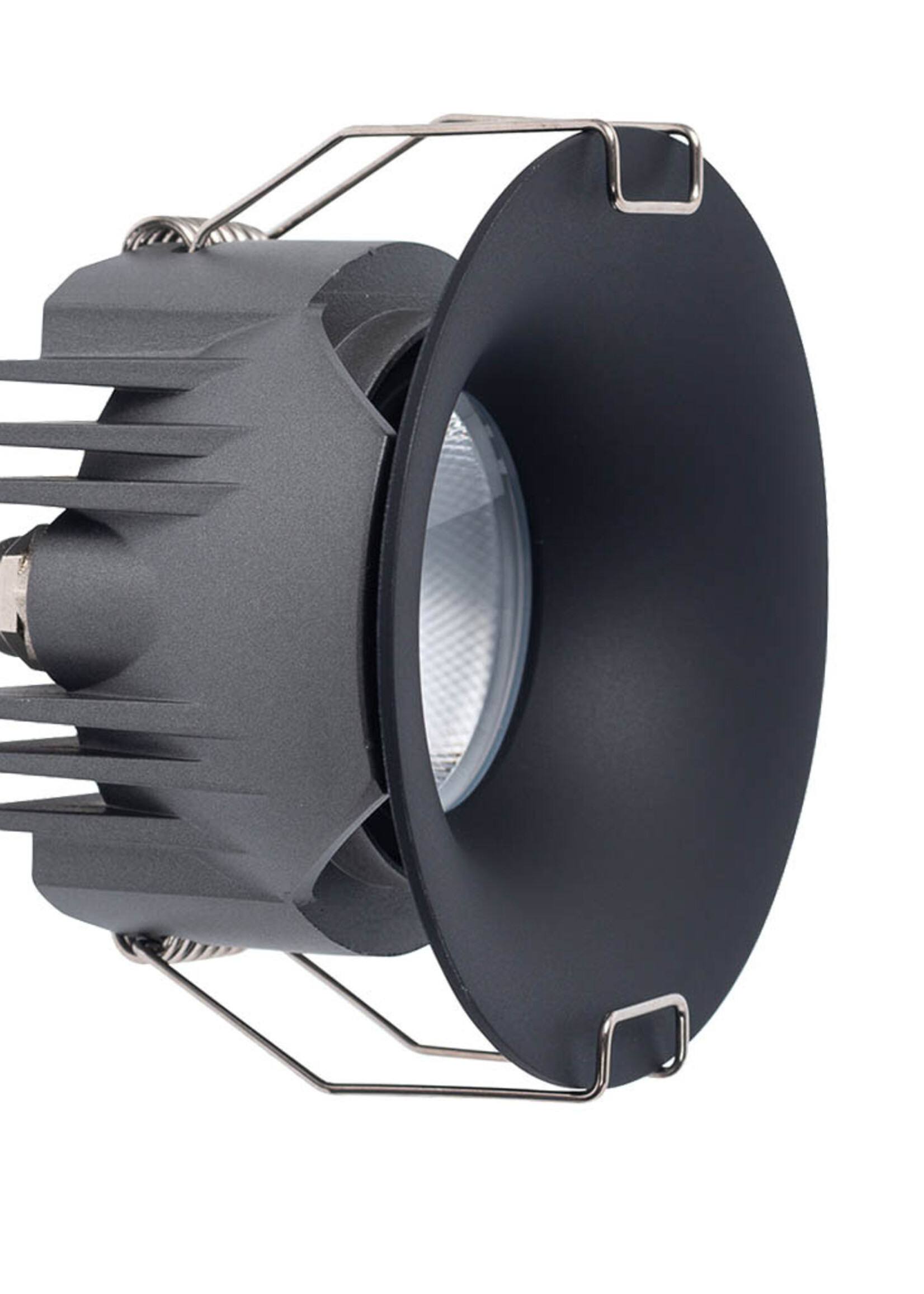 Zwarte Inbouw Ledspot Napels, 7 Watt, Dimbaar,  Warm Wit, IP44