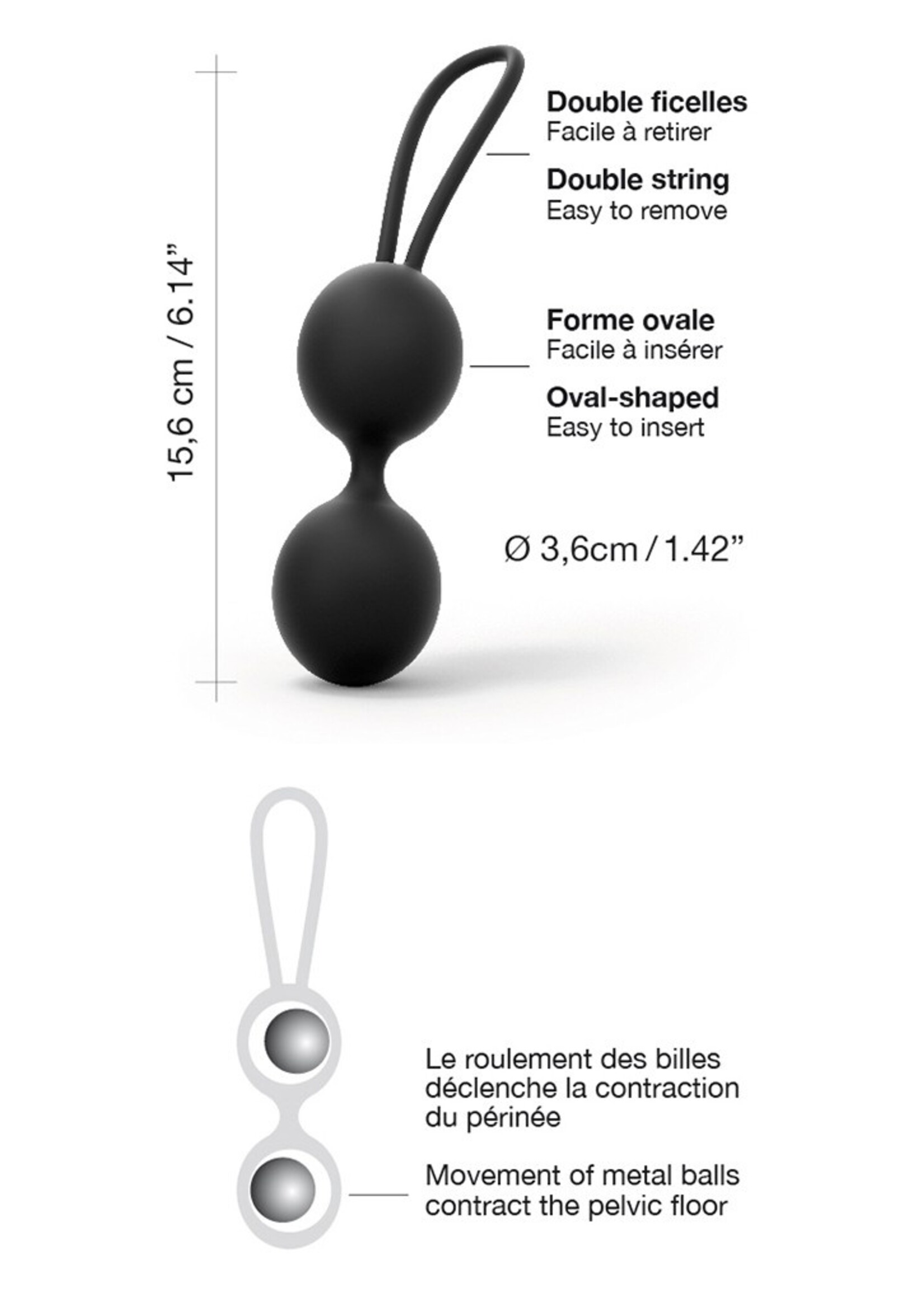 Dorcel Dubbele ballen – Kegelballen Ø 3,6 x 15,6 cm
