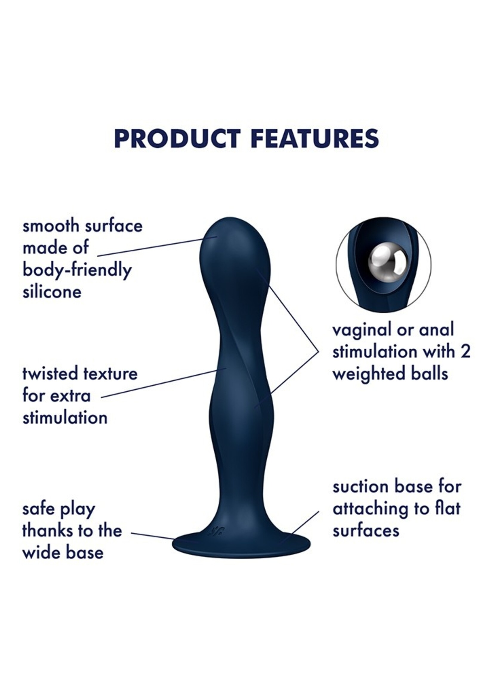 Satisfyer Double Ball-R - Bleu foncé