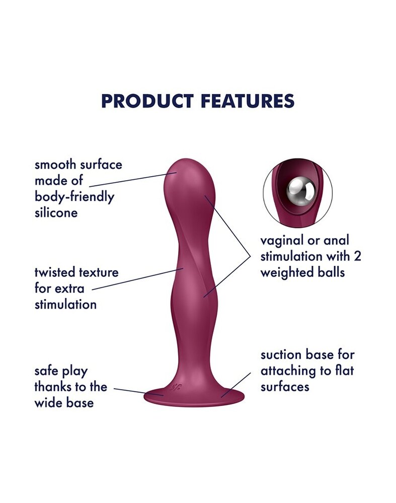 Satisfyer Double Ball-R Rood – Anale dildo 17,9 cm Ø4 cm met verzwaarde ballen