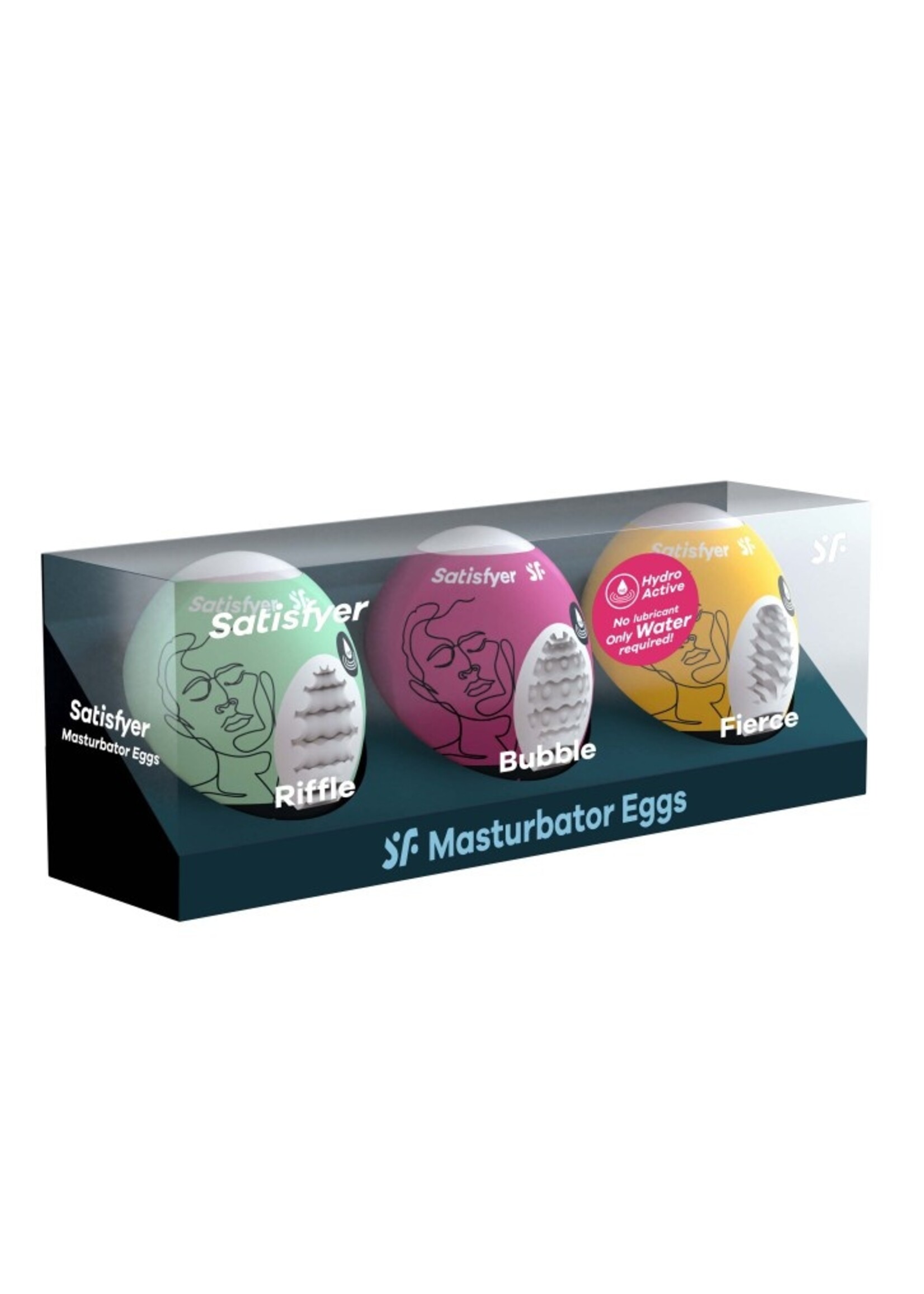 Satisfyer Ensemble d'oeufs de masturbateur (3 pièces) - Riffle, Bubble, Fierce