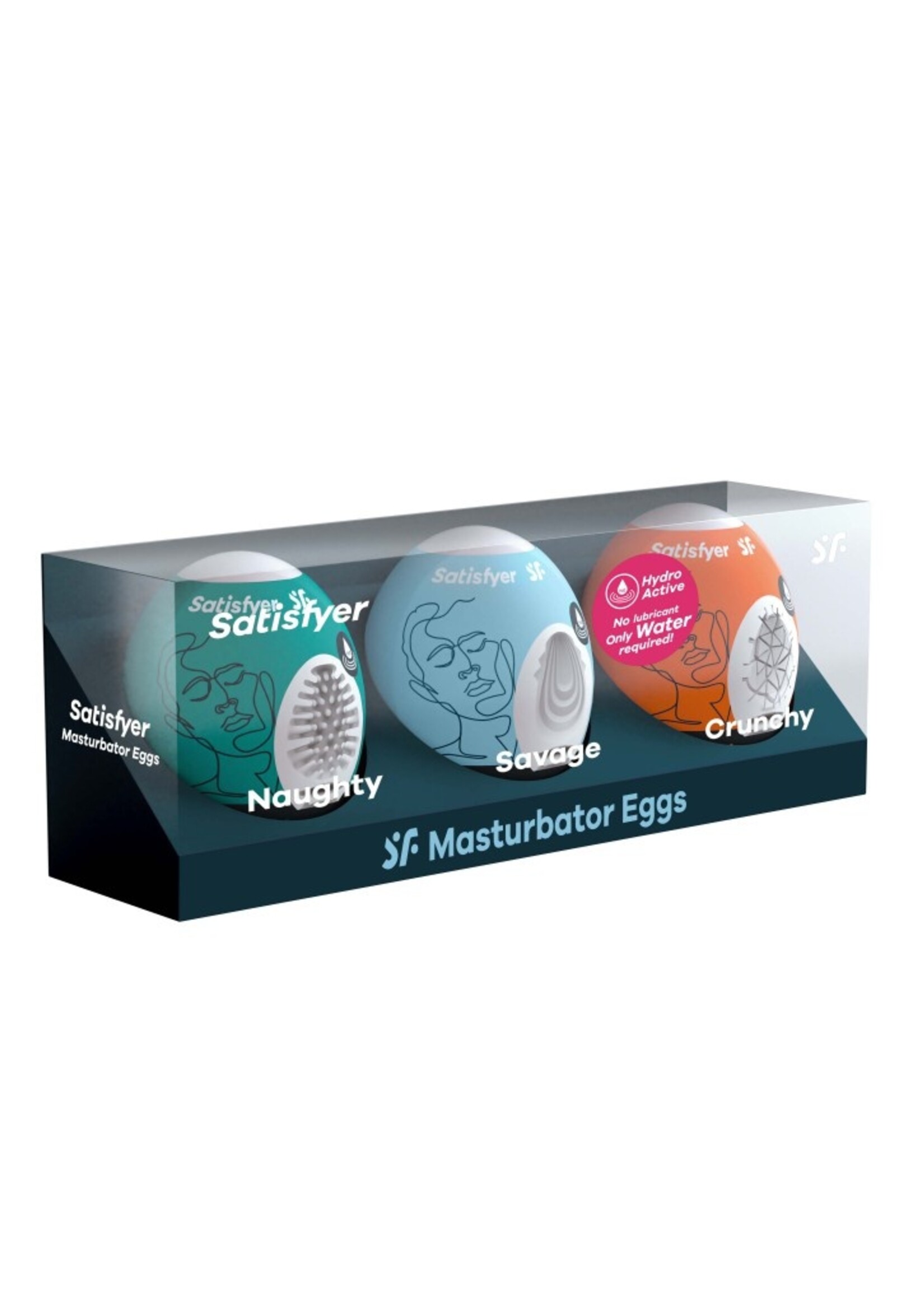 Satisfyer Ensemble d'oeufs de masturbateur (3 pièces) - Naughty, Savage, Crunchy