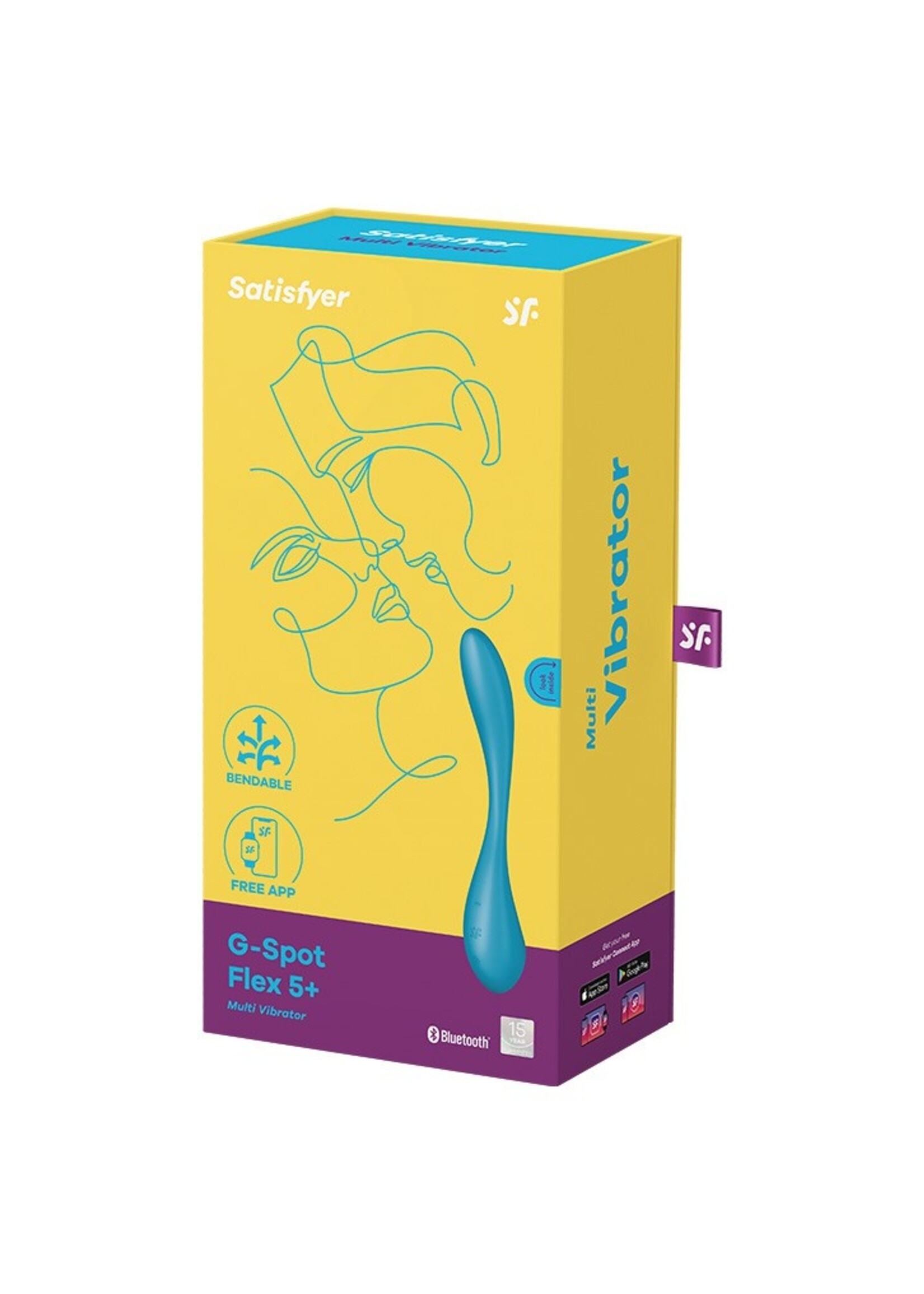 Satisfyer G-Spot Flex 5+ - Vibromasseur flexible pour point G (avec contrôle par application) - Bleu