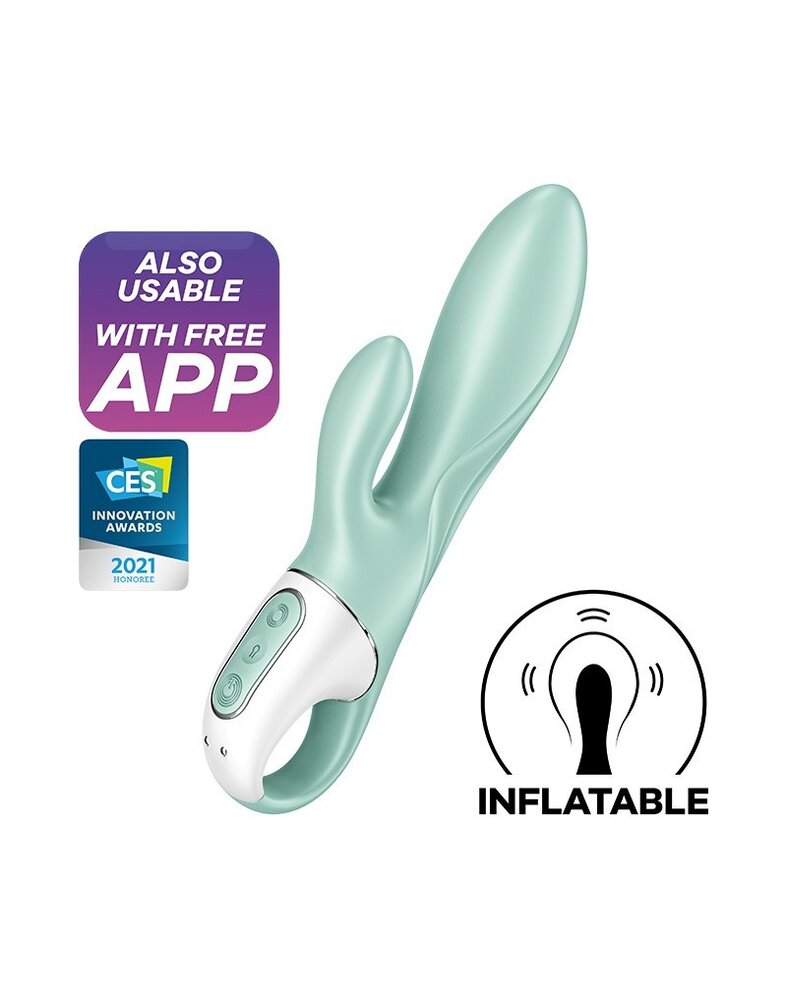 Satisfyer Air Pump Bunny 5+ - Vibromasseur rabbit gonflable (avec contrôle par application) - Menthe