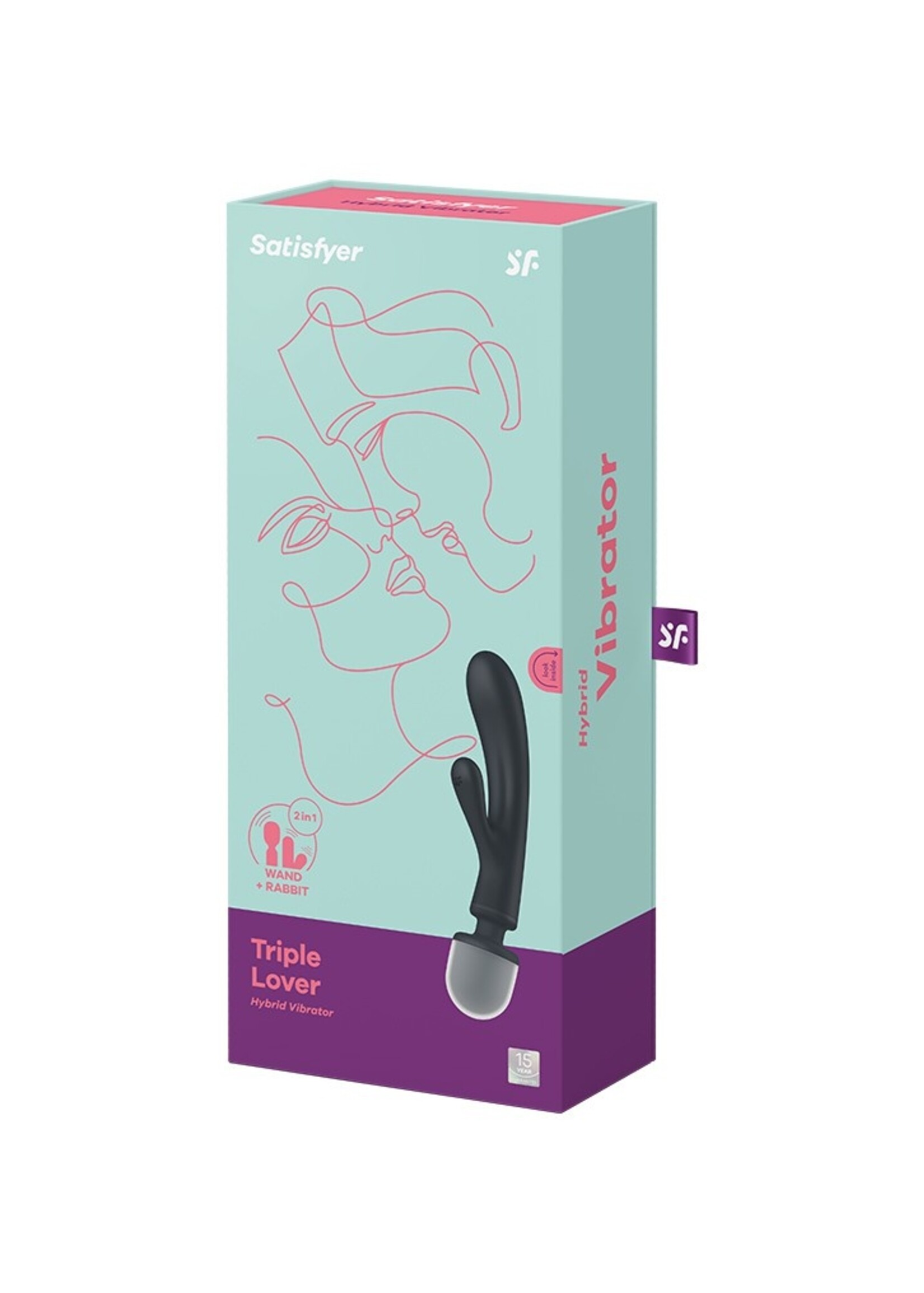 Satisfyer Triple Lover – Vibromasseur 2-en-1 Wand & Rabbit – 12 Modes