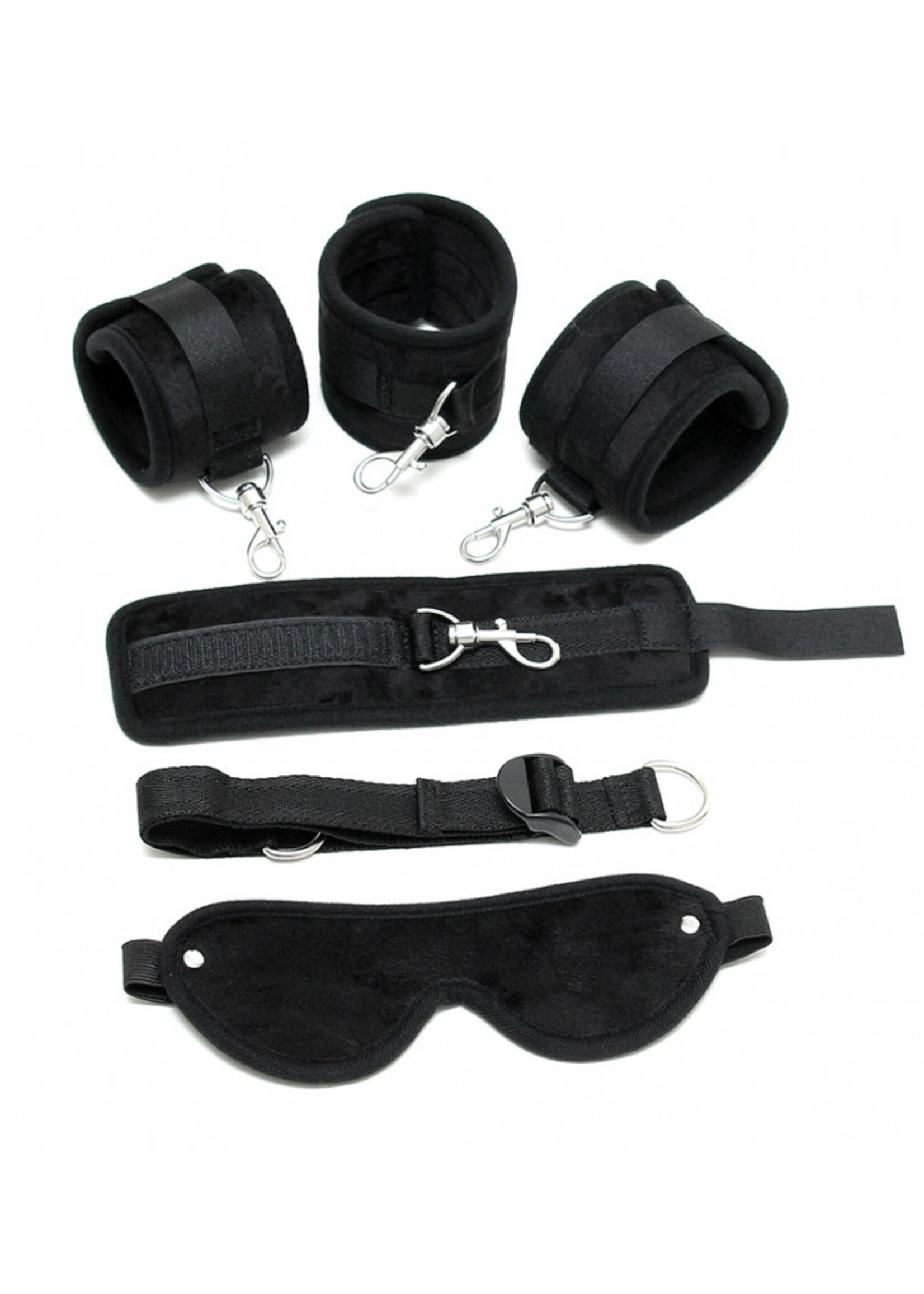 Rimba Bondage Play Soft Bondage Set – Set de bondage 6 pièces avec masque et sangle de connexion