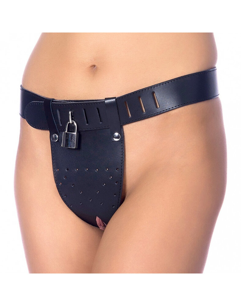 Rimba Bondage Play Ceinture de chasteté Rimba - Cuir véritable avec doubles trous et serrure
