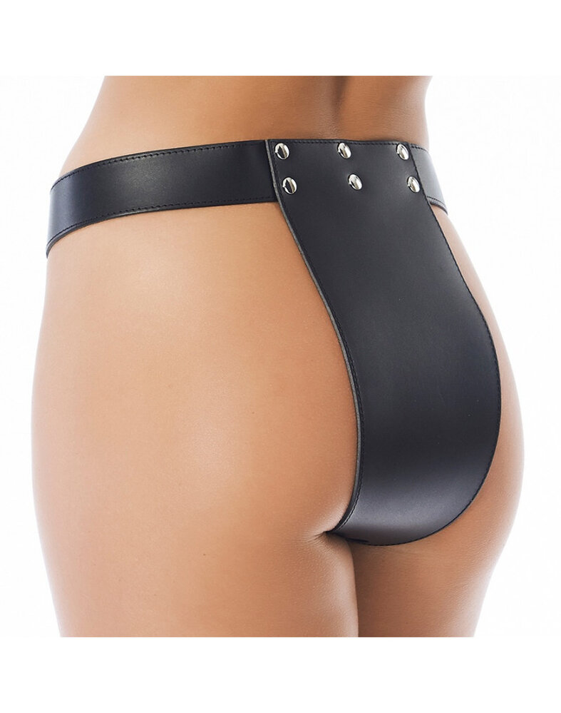 Rimba Bondage Play Ceinture de chasteté Rimba - Cuir véritable avec doubles trous et serrure