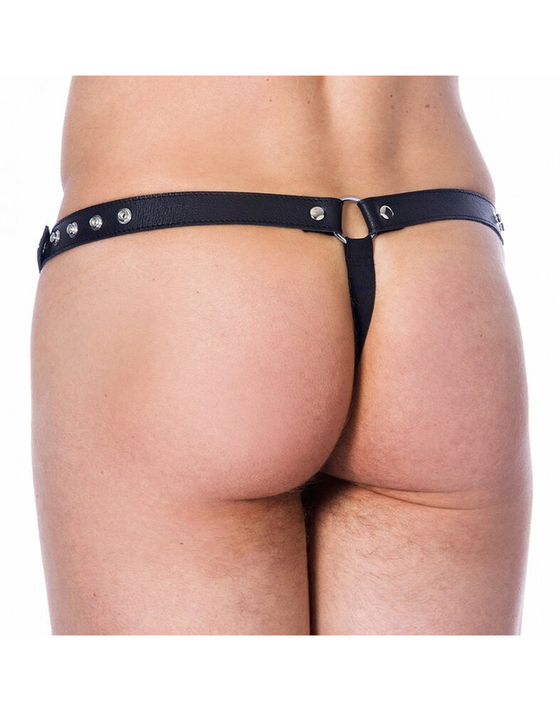 Rimba Bondage Play Slip pour homme Rimba en cuir - avec ouverture de 5 cm | Réglable
