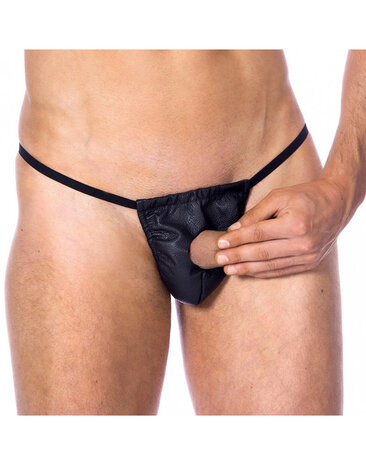 Rimba Bondage Play Leren slip met opening – Heren G-string | Eén maat