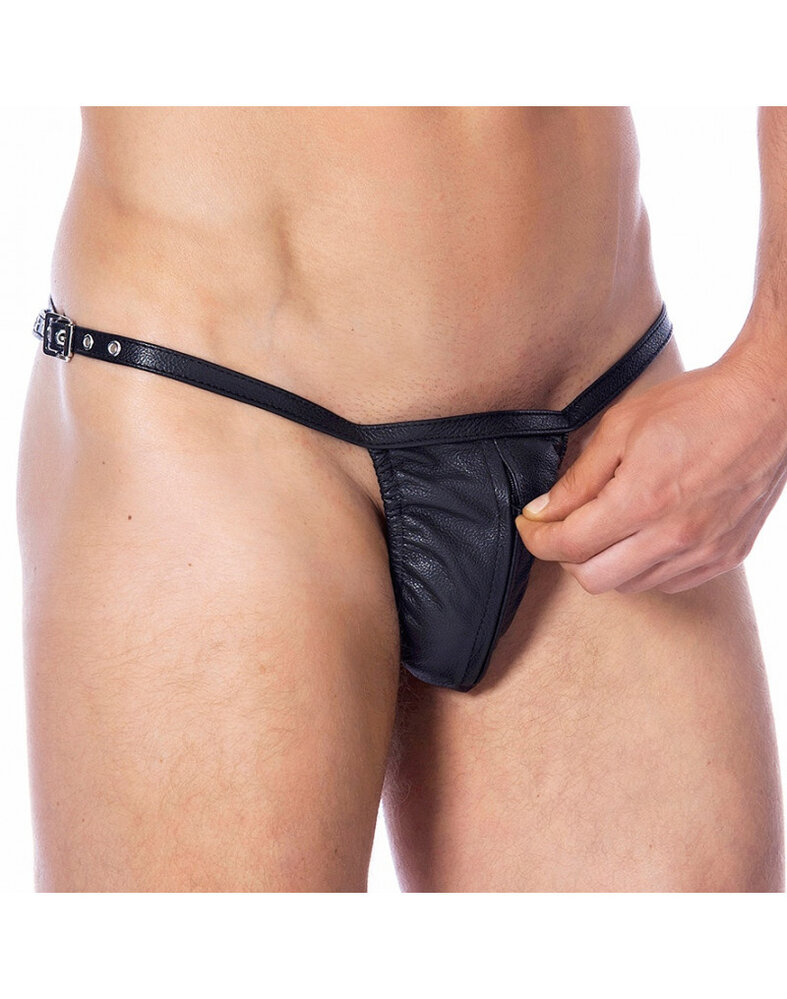 Rimba Bondage Play Slip en cuir Rimba avec fermeture éclair – Ajustable et sexy pour lui
