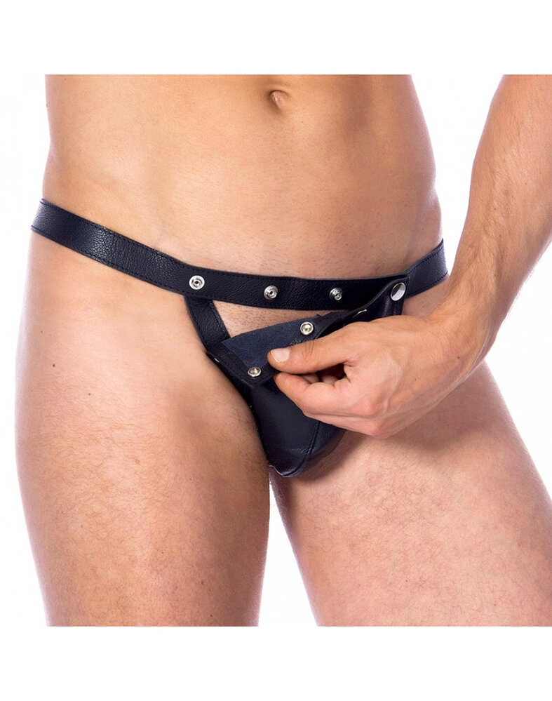 Rimba Bondage Play Leren jockstrap – Afneembaar voorstuk | Verstelbaar & Sensueel
