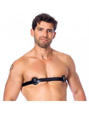 Rimba Bondage Play Dominant Leather Chest Harness with Nipple Cover – Adjustable | Unisex Rimba Bondage Play Dominant Leather Chest Harness with Nipple Cover – Adjustable | Unisex