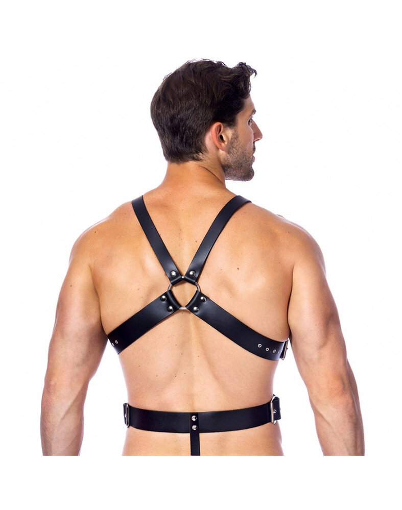 Rimba Bondage Play Harnais Rimba avec cockring Ø 40 et 50 mm – réglable | Noir