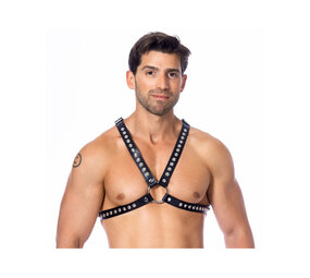 Rimba Bondage Play Chest harnas versierd met studs