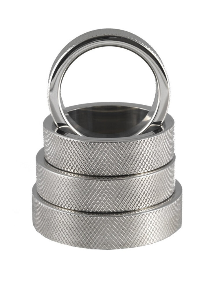 Rimba Bondage Play Cockring aus Edelstahl 1,5 cm breit – Silberfarben, Ø variabel