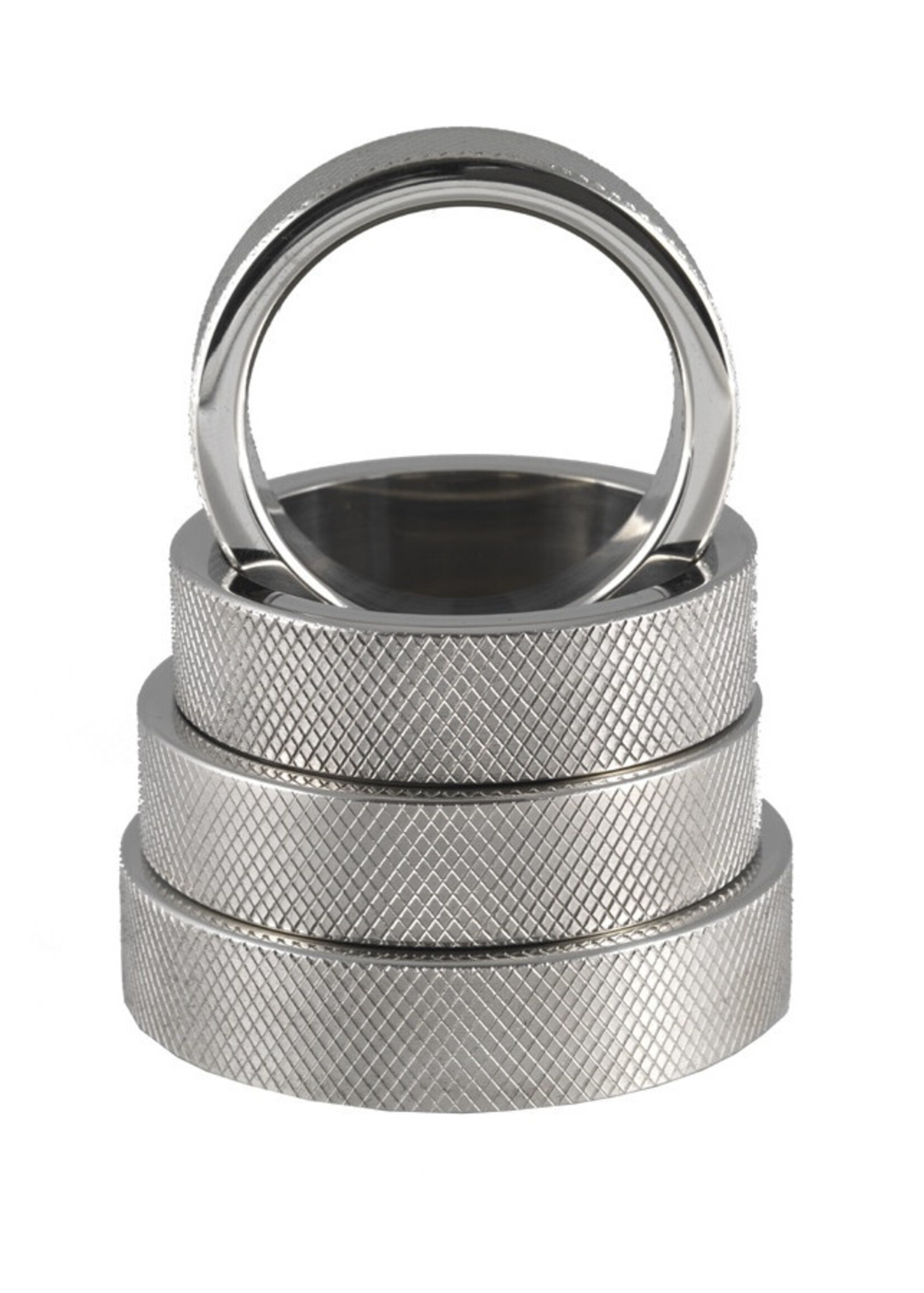 Rimba Bondage Play Anneau pénien Rimba en acier inoxydable de 1,5 cm de large – argent, diamètre variable