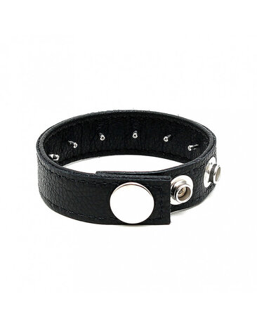 Rimba Bondage Play Penisring aus Leder – Verstellbar mit Nieten innen | Schwarz