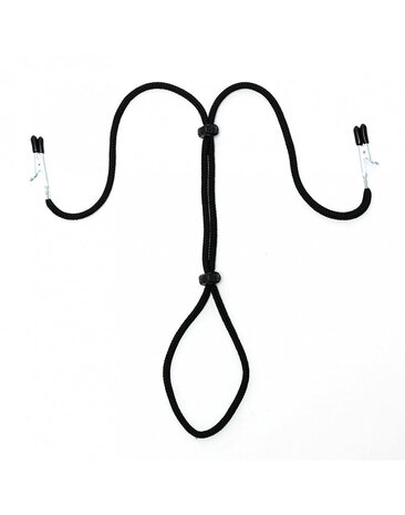 Rimba Bondage Play Rimba – Breast clamps with penis & scrotum cord | Adjustable, black Rimba Bondage Play Rimba – Breast clamps with penis & scrotum cord | Adjustable, black
