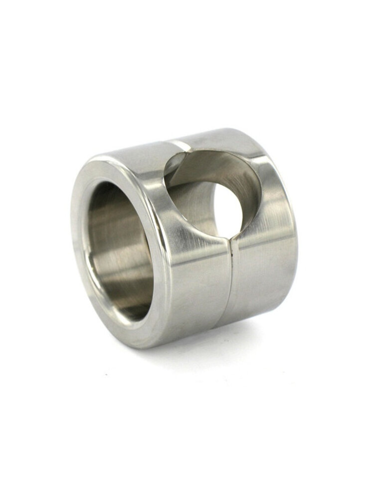 Rimba Bondage Play Scrotumverlenger – roestvrij staal | Deelbaar & nauwkeurige pasvorm