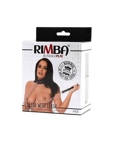 Rimba Bondage Play Rimba Studded Collar with Dog Chain – Adjustable | Genuine leather, black Rimba Bondage Play Rimba Studded Collar with Dog Chain – Adjustable | Genuine leather, black