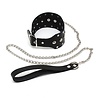 Rimba Bondage Play Halsband met studs en ketting – Verstelbaar | Echt leer, zwart