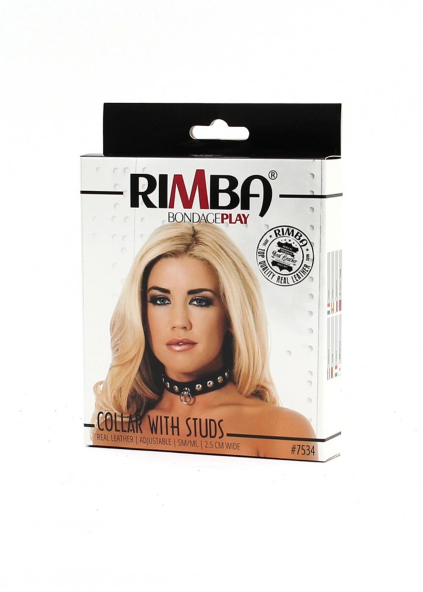 Rimba Bondage Play Leren halsband – 2,5 cm breed met klinknagels | Verstelbaar in maat S & M