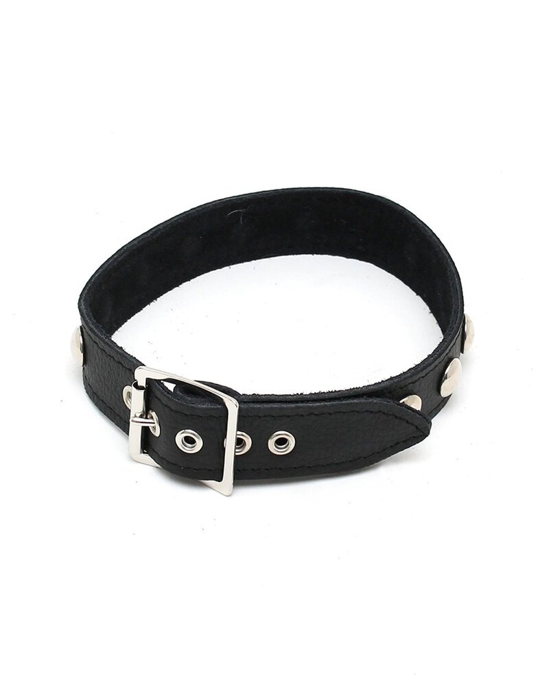 Rimba Bondage Play Leren halsband – 2,5 cm breed met klinknagels | Verstelbaar in maat S & M