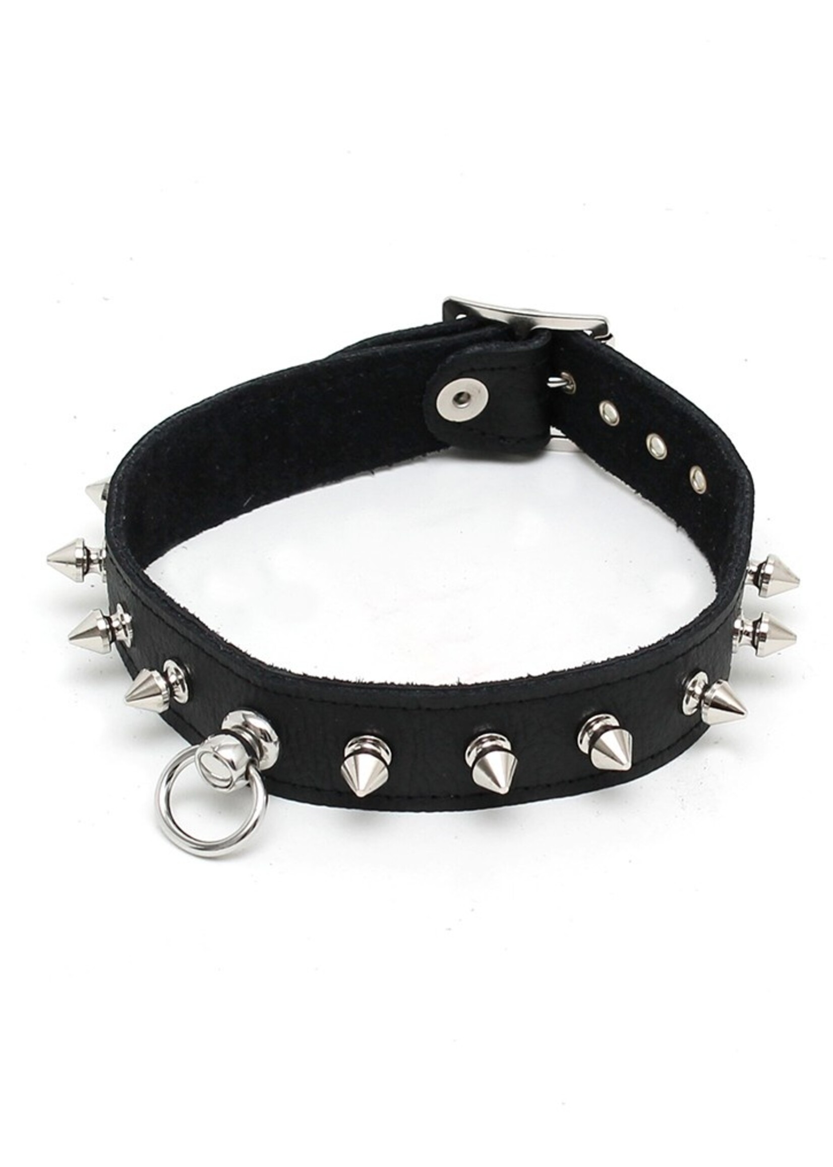 Rimba Bondage Play Collier Rimba avec épines – réglable | Cuir, 2,5 cm de large