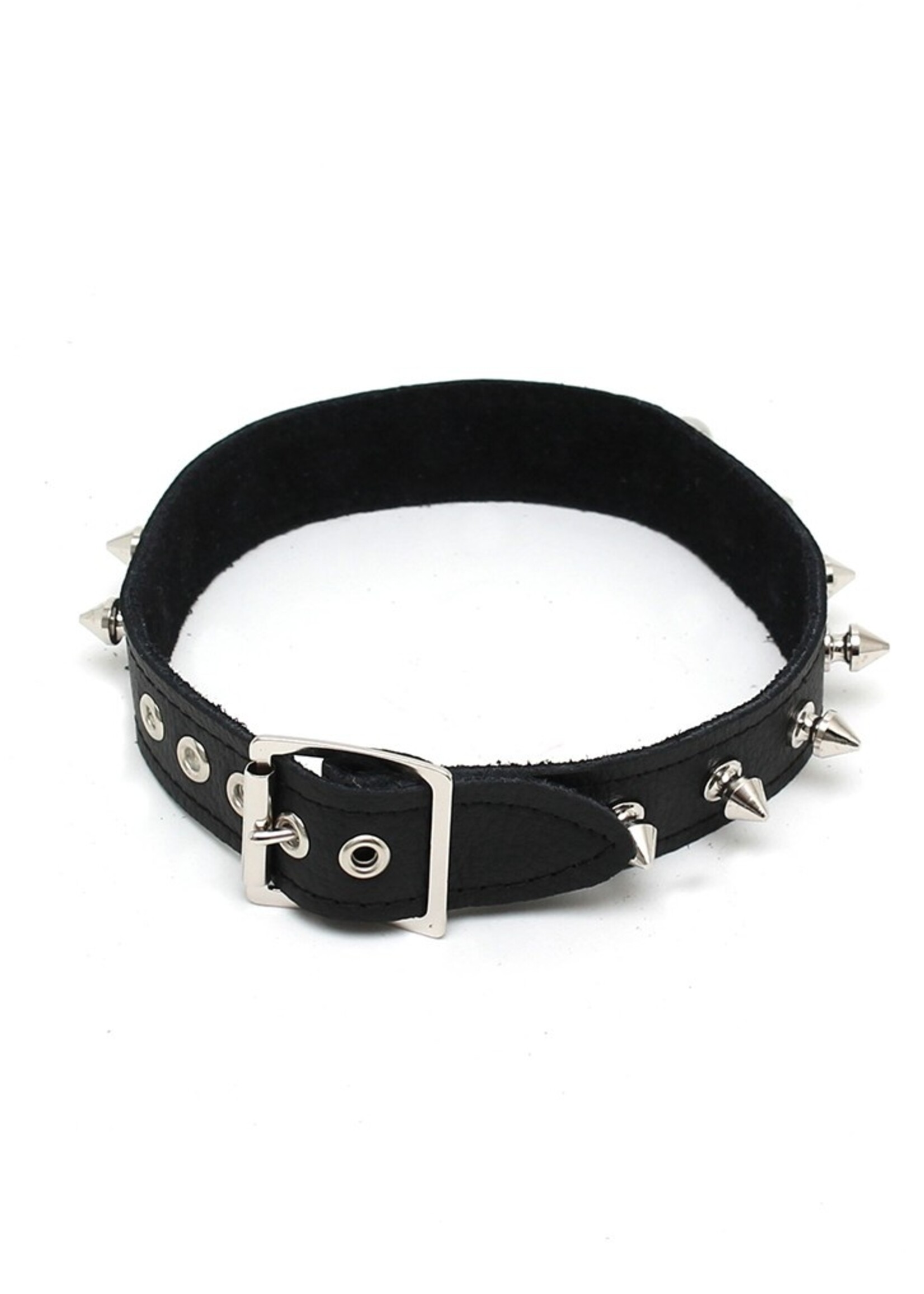 Rimba Bondage Play Collier Rimba avec épines – réglable | Cuir, 2,5 cm de large