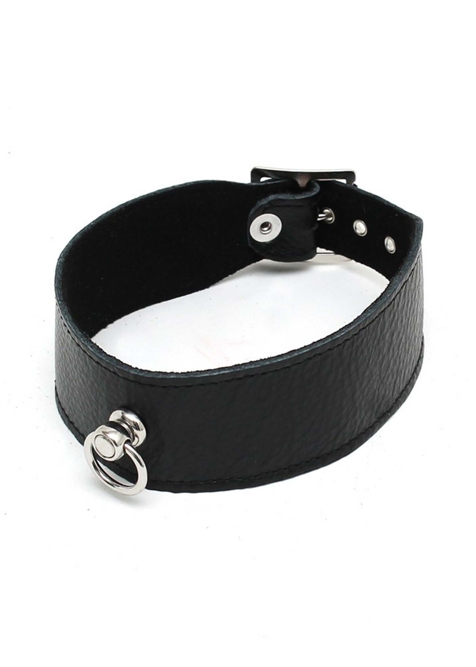 Rimba Bondage Play Collier en cuir Rimba avec joint torique – 4 cm de large | Ajustable en 2 tailles