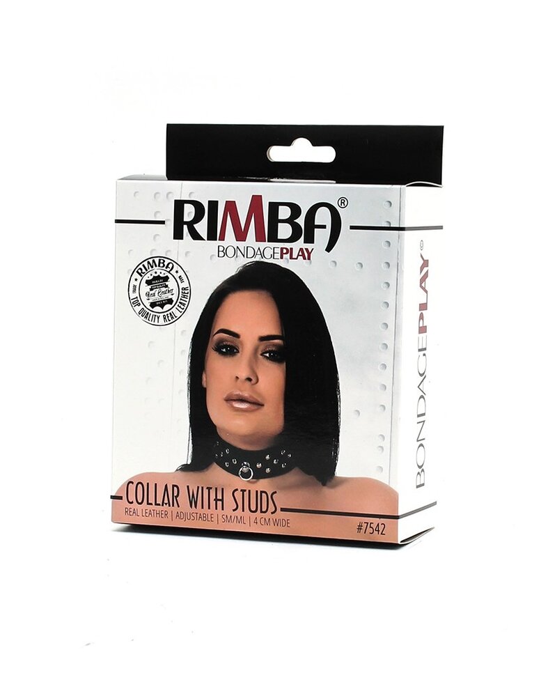 Rimba Bondage Play Nieten-Halsband – 4 cm breit | Verstellbar & Echtleder